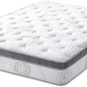 PrimaSleep Queen Mattress, 13 Inch Hybrid Mattress, Gel Infused Memory Foam, Pocket Spring for Support and Pressure Relief, CertiPUR-US Certified, Bed-in-a-Box, Firm, Queen Size