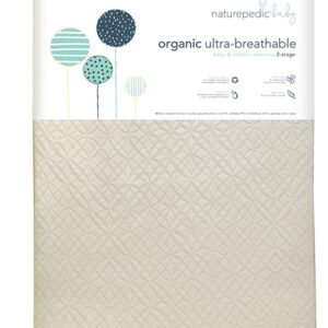 Naturepedic Organic 2-Stage Baby Crib Mattress - Lightweight Infant & Toddler Bed - Ultra Breathable Waterproof Pad - Standard Size